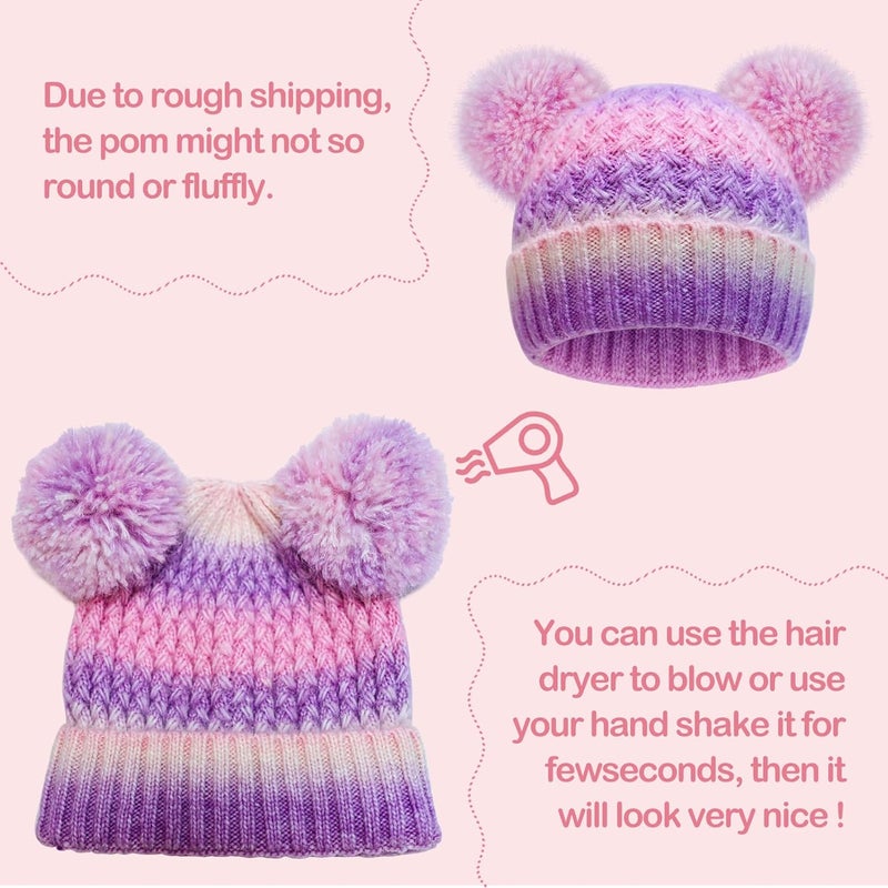 KDVOG Store Kids Winter Hat Warm Knitted Beanies with Double Pom Pom Thick Ski Cap for Boys Girls 7-12 Years - Image 5